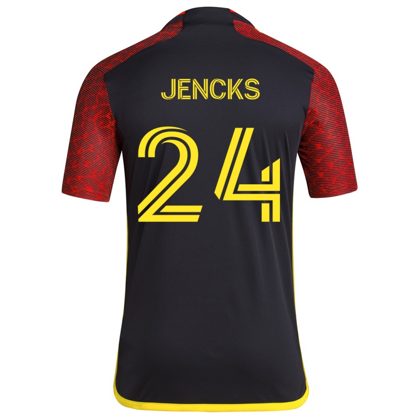 Kinder India Jencks #24 Rot Schwarz Auswärtstrikot Trikot 2024/25 T-Shirt