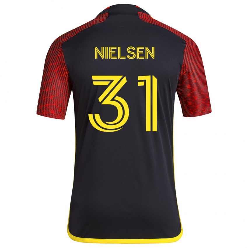 Kinder Madeline Nielsen #31 Rot Schwarz Auswärtstrikot Trikot 2024/25 T-Shirt