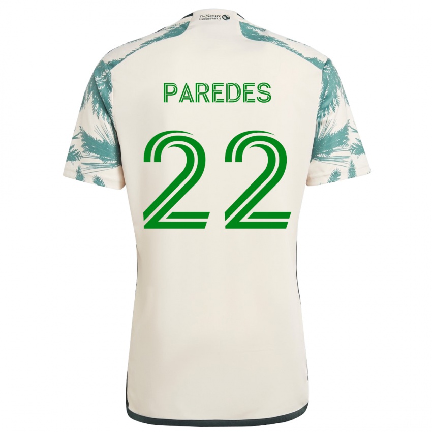 Kinder Cristhian Paredes #22 Beige Braun Auswärtstrikot Trikot 2024/25 T-Shirt