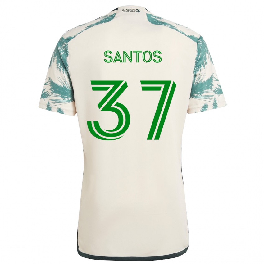 Kinder Noah Santos #37 Beige Braun Auswärtstrikot Trikot 2024/25 T-Shirt