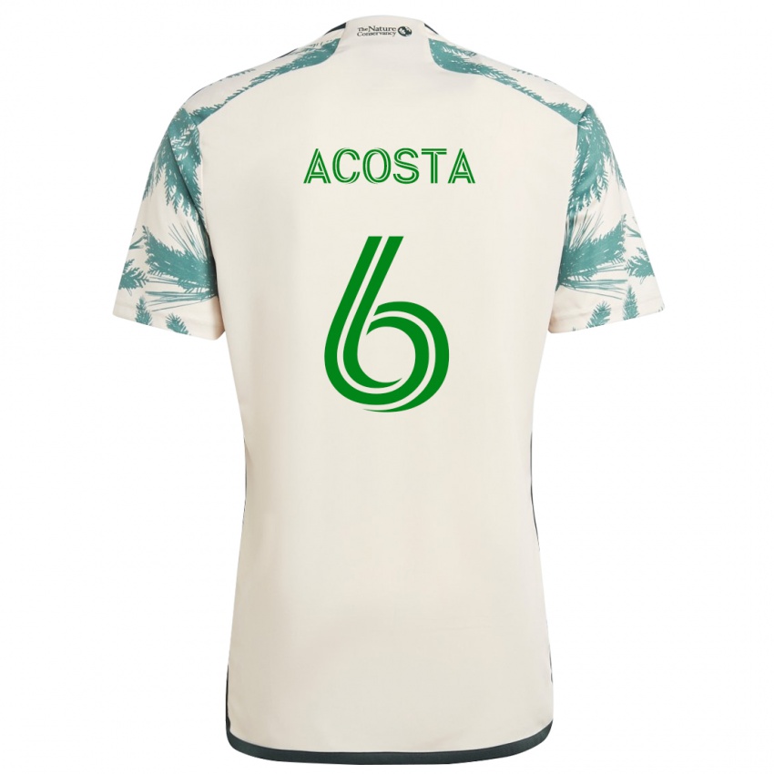 Kinder Bryan Acosta #6 Beige Braun Auswärtstrikot Trikot 2024/25 T-Shirt