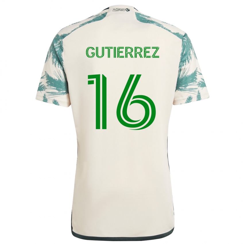 Kinder Diego Gutiérrez #16 Beige Braun Auswärtstrikot Trikot 2024/25 T-Shirt