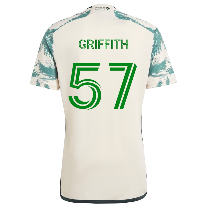 Kinder Víctor Griffith #57 Beige Braun Auswärtstrikot Trikot 2024/25 T-Shirt