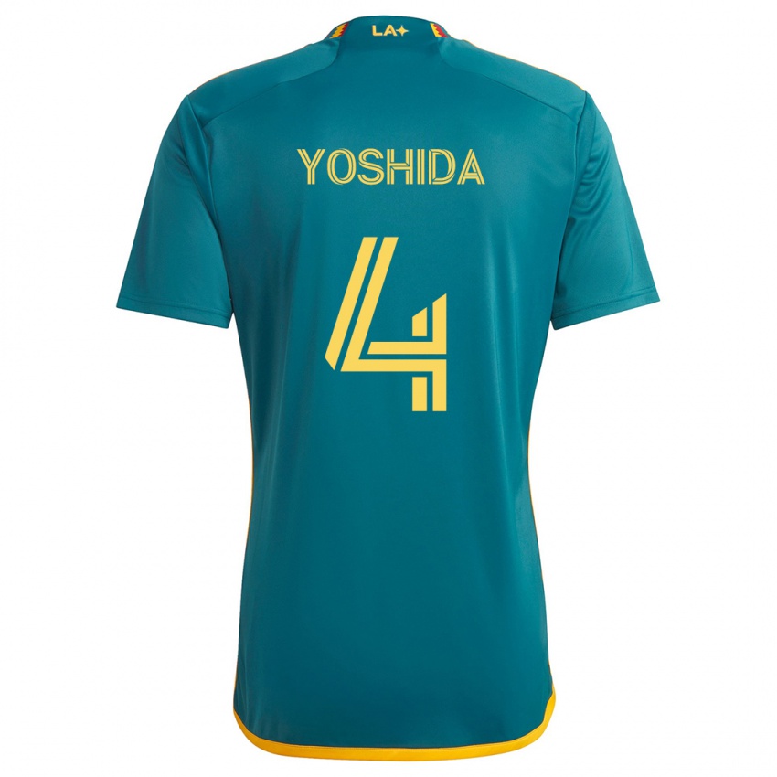 Kinder Maya Yoshida #4 Grün Gelb Auswärtstrikot Trikot 2024/25 T-Shirt