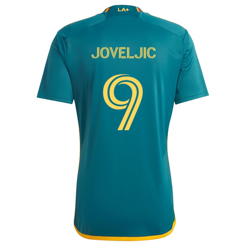 Kinder Dejan Joveljic #9 Grün Gelb Auswärtstrikot Trikot 2024/25 T-Shirt