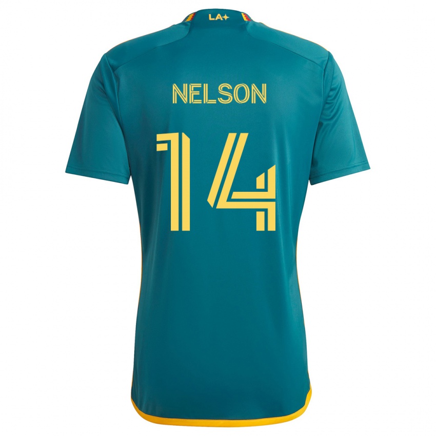 Kinder John Nelson #14 Grün Gelb Auswärtstrikot Trikot 2024/25 T-Shirt