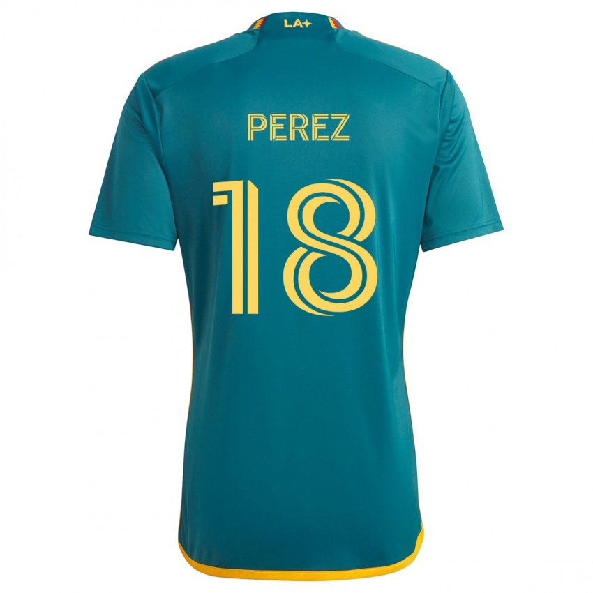 Kinder Jonathan Pérez #18 Grün Gelb Auswärtstrikot Trikot 2024/25 T-Shirt