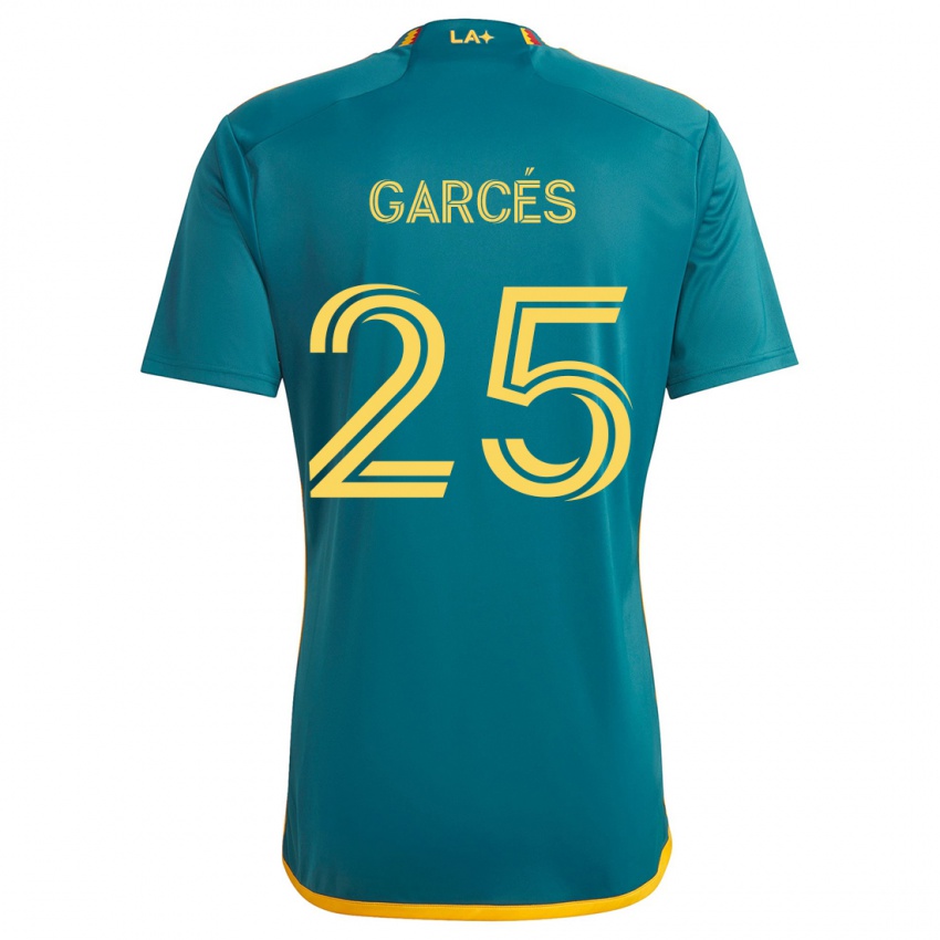 Kinder Carlos Garcés #25 Grün Gelb Auswärtstrikot Trikot 2024/25 T-Shirt