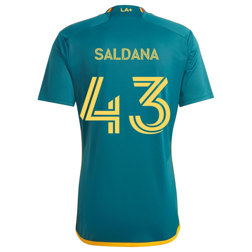 Kinder Adam Saldaña #43 Grün Gelb Auswärtstrikot Trikot 2024/25 T-Shirt