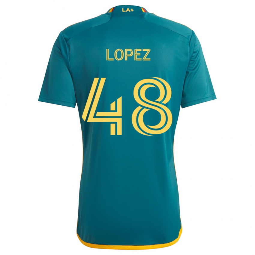 Kinder Diego López #48 Grün Gelb Auswärtstrikot Trikot 2024/25 T-Shirt