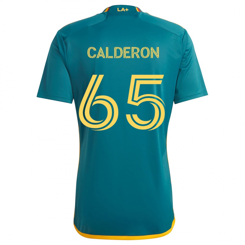 Kinder Juan Calderón #65 Grün Gelb Auswärtstrikot Trikot 2024/25 T-Shirt