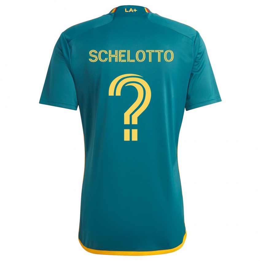 Kinder Nicolas Barros Schelotto #0 Grün Gelb Auswärtstrikot Trikot 2024/25 T-Shirt