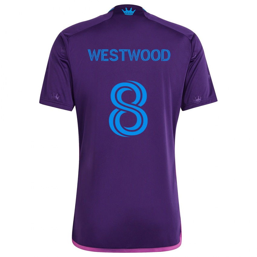 Kinder Ashley Westwood #8 Lila-Blau Auswärtstrikot Trikot 2024/25 T-Shirt