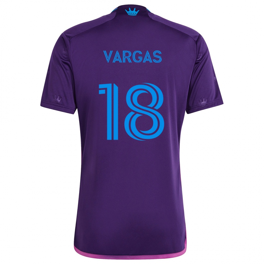 Kinder Kerwin Vargas #18 Lila-Blau Auswärtstrikot Trikot 2024/25 T-Shirt