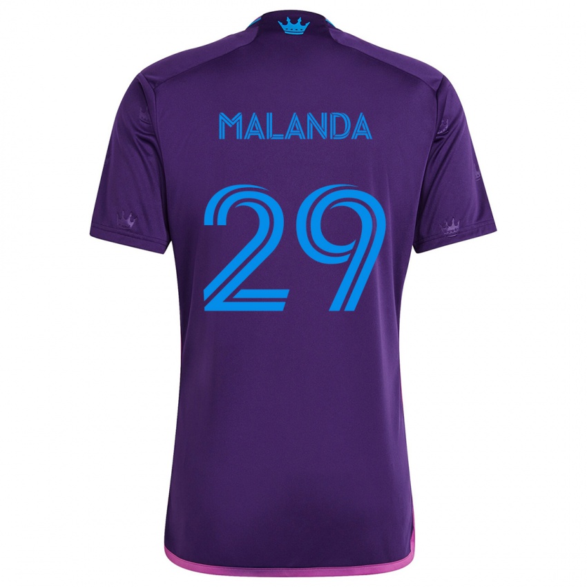 Kinder Adilson Malanda #29 Lila-Blau Auswärtstrikot Trikot 2024/25 T-Shirt