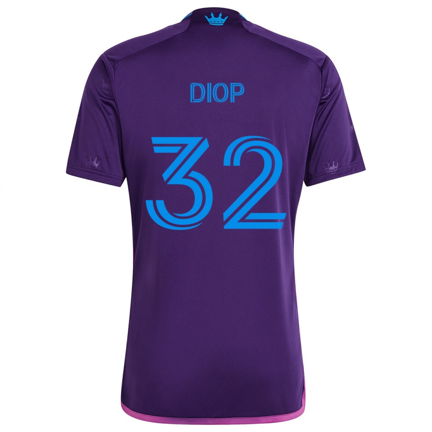 Kinder Hamady Diop #32 Lila-Blau Auswärtstrikot Trikot 2024/25 T-Shirt