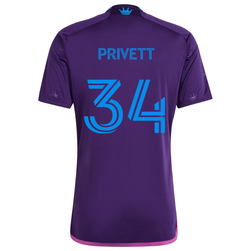 Kinder Andrew Privett #34 Lila-Blau Auswärtstrikot Trikot 2024/25 T-Shirt