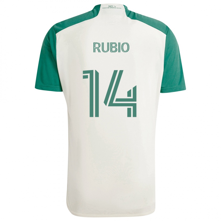 Kinder Diego Rubio #14 Braune Farben Grün Auswärtstrikot Trikot 2024/25 T-Shirt