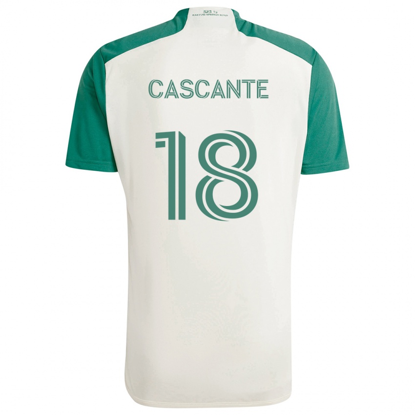 Kinder Julio Cascante #18 Braune Farben Grün Auswärtstrikot Trikot 2024/25 T-Shirt