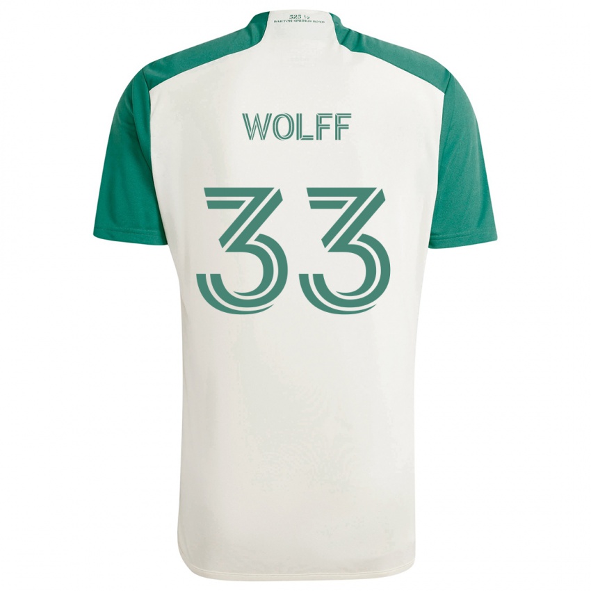 Kinder Owen Wolff #33 Braune Farben Grün Auswärtstrikot Trikot 2024/25 T-Shirt