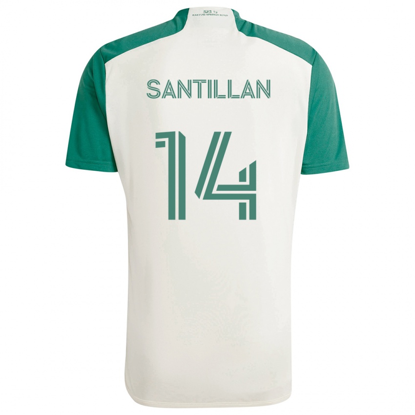 Kinder Jonathan Santillan #14 Braune Farben Grün Auswärtstrikot Trikot 2024/25 T-Shirt