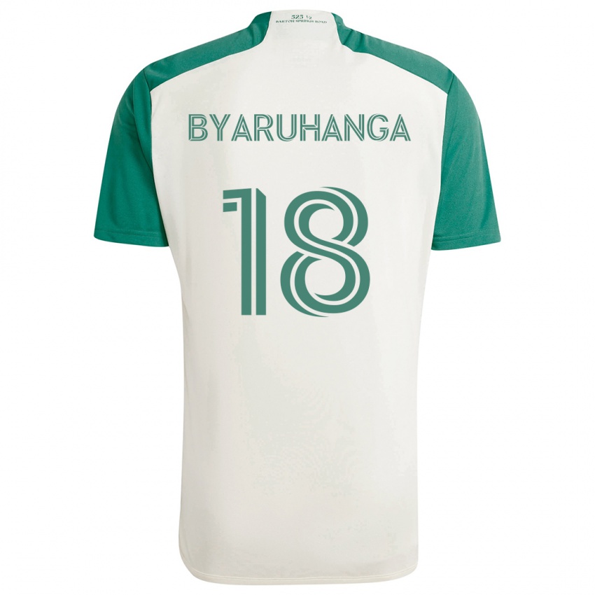 Kinder Bobosi Byaruhanga #18 Braune Farben Grün Auswärtstrikot Trikot 2024/25 T-Shirt