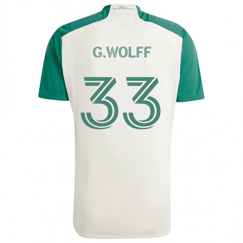 Kinder Gavin Wolff #33 Braune Farben Grün Auswärtstrikot Trikot 2024/25 T-Shirt