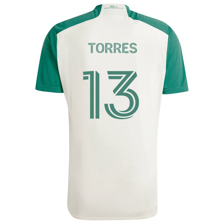 Kinder Leo Torres #13 Braune Farben Grün Auswärtstrikot Trikot 2024/25 T-Shirt