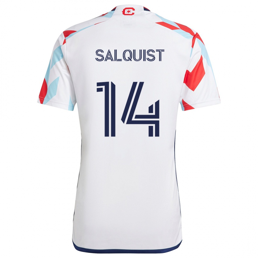 Kinder Tobias Salquist #14 Weiß Rot Blau Auswärtstrikot Trikot 2024/25 T-Shirt