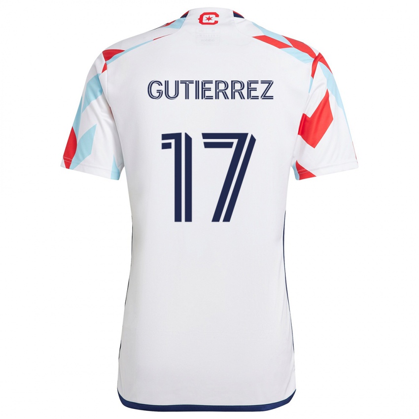 Kinder Brian Gutiérrez #17 Weiß Rot Blau Auswärtstrikot Trikot 2024/25 T-Shirt