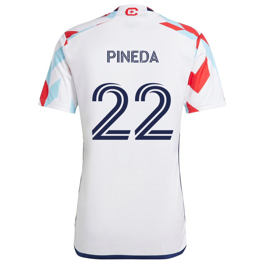 Kinder Mauricio Pineda #22 Weiß Rot Blau Auswärtstrikot Trikot 2024/25 T-Shirt