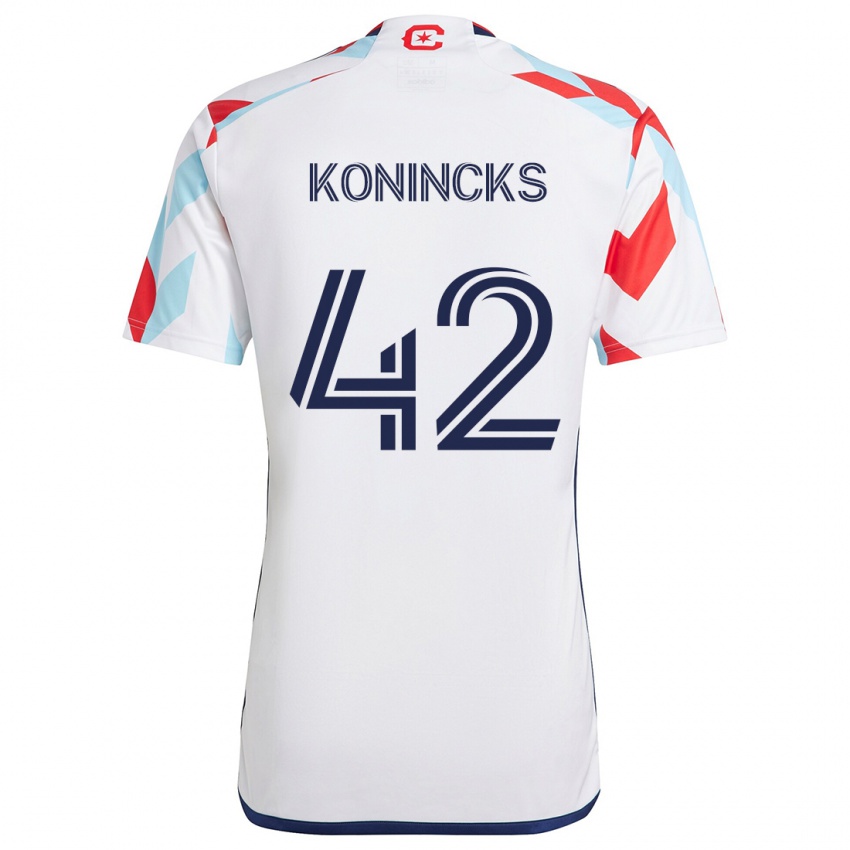 Kinder Diego Konincks #42 Weiß Rot Blau Auswärtstrikot Trikot 2024/25 T-Shirt