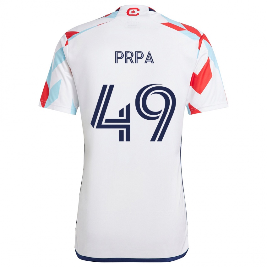 Kinder Luka Prpa #49 Weiß Rot Blau Auswärtstrikot Trikot 2024/25 T-Shirt