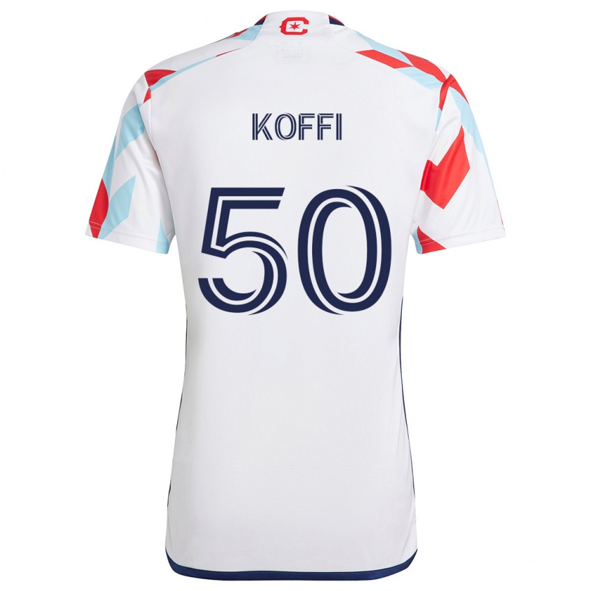 Kinder Christian Koffi #50 Weiß Rot Blau Auswärtstrikot Trikot 2024/25 T-Shirt