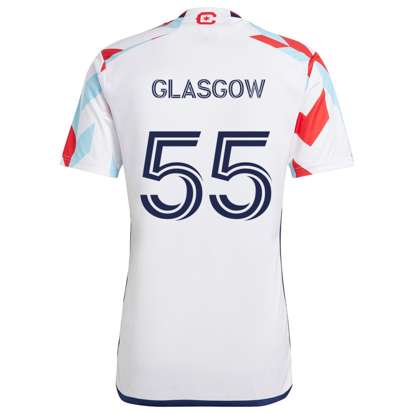 Kinder Omari Glasgow #55 Weiß Rot Blau Auswärtstrikot Trikot 2024/25 T-Shirt