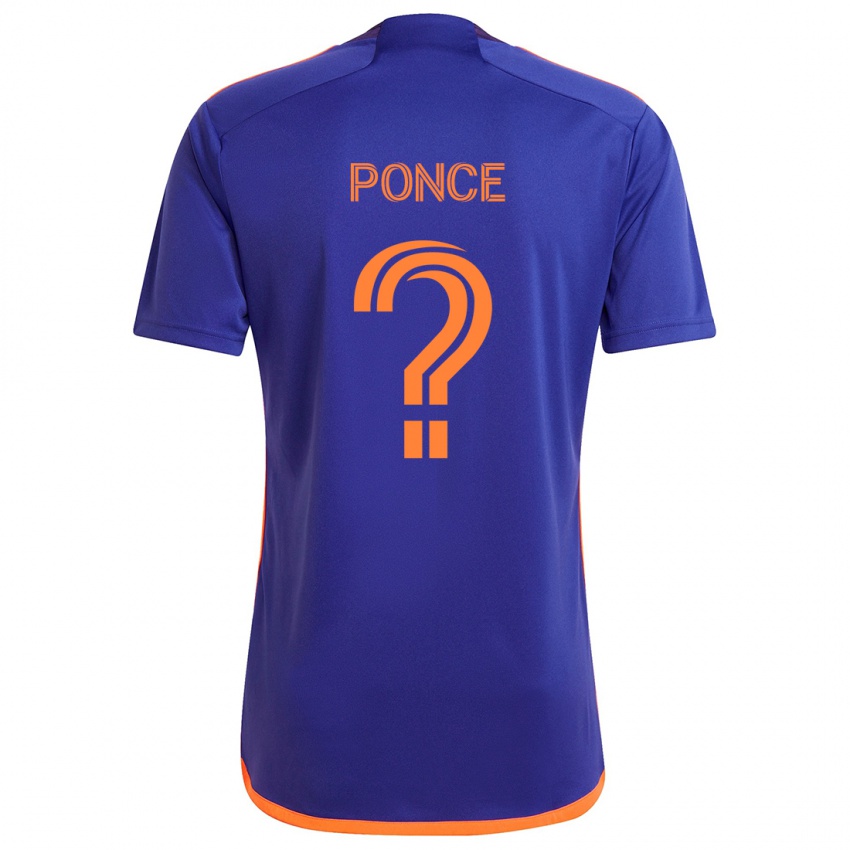 Kinder Ezequiel Ponce #0 Lila Orange Auswärtstrikot Trikot 2024/25 T-Shirt