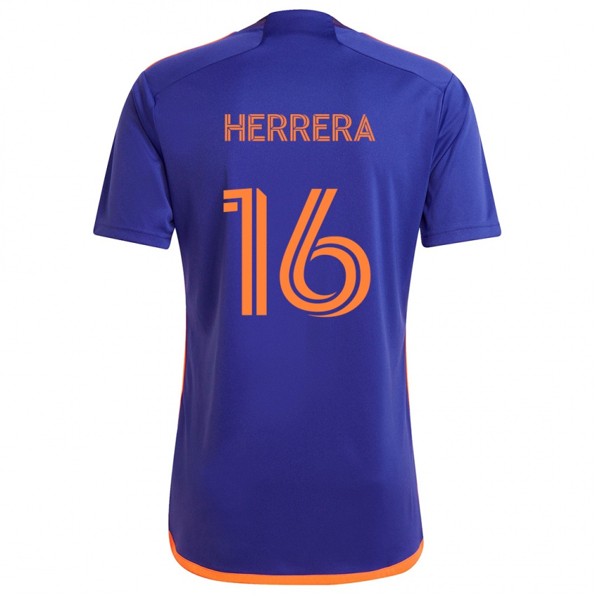 Kinder Hector Herrera #16 Lila Orange Auswärtstrikot Trikot 2024/25 T-Shirt