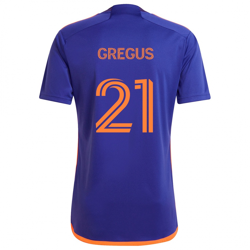 Kinder Ján Gregus #21 Lila Orange Auswärtstrikot Trikot 2024/25 T-Shirt