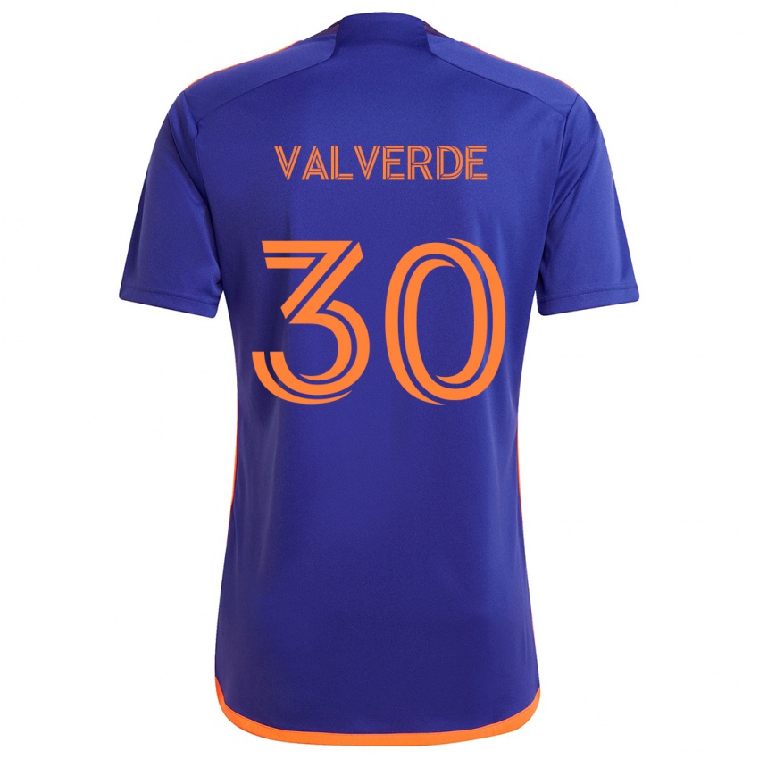 Kinder Jefferson Valverde #30 Lila Orange Auswärtstrikot Trikot 2024/25 T-Shirt