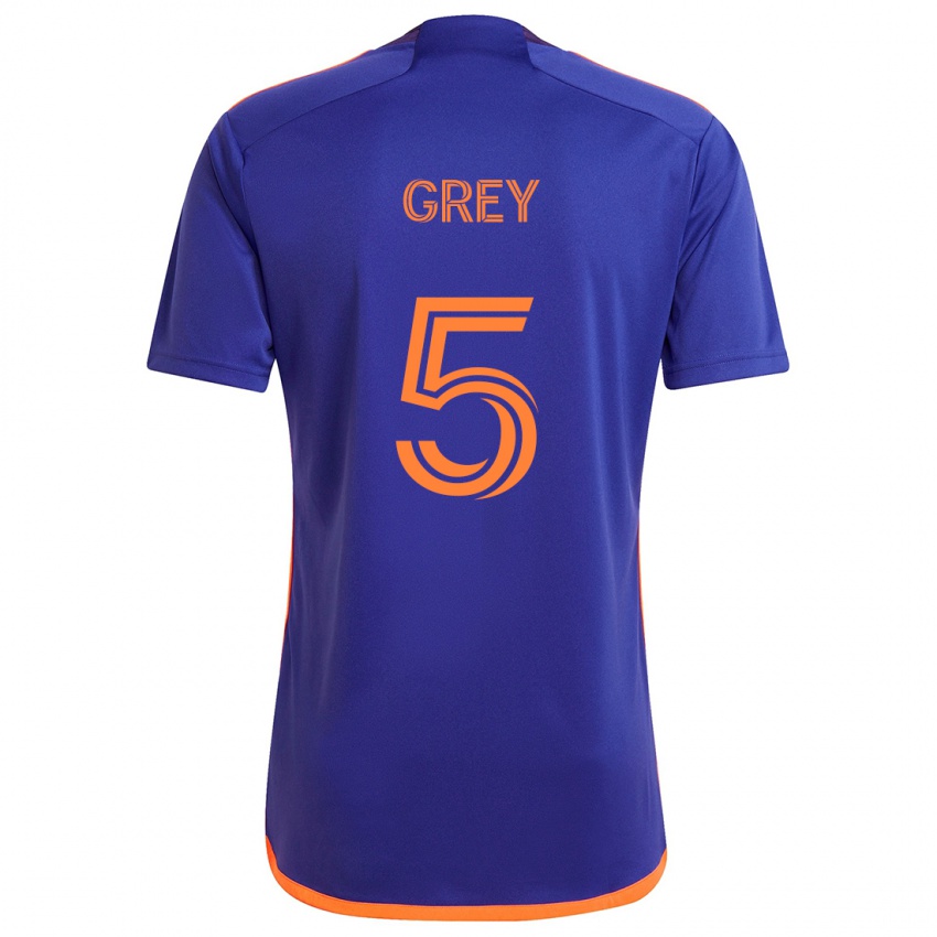 Kinder Omar Grey #5 Lila Orange Auswärtstrikot Trikot 2024/25 T-Shirt