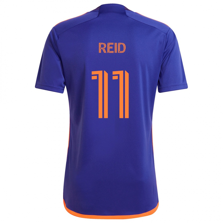 Kinder Isaiah Reid #11 Lila Orange Auswärtstrikot Trikot 2024/25 T-Shirt