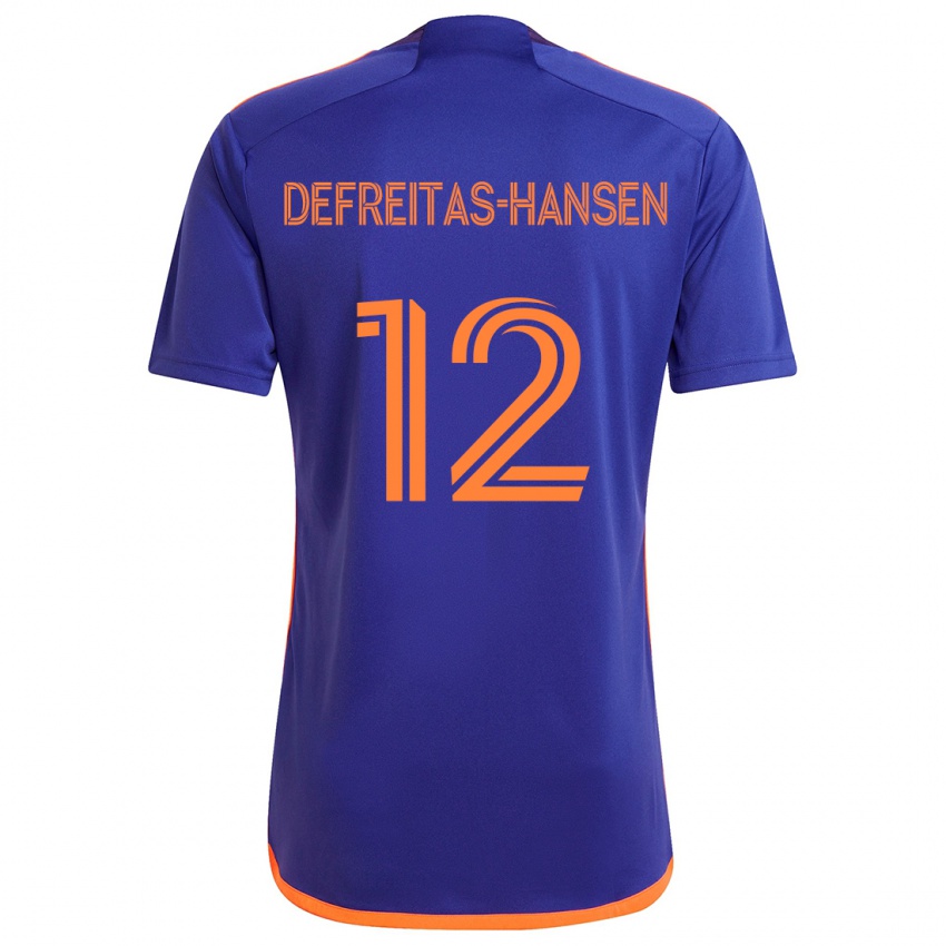 Kinder Nicholas Defreitas-Hansen #12 Lila Orange Auswärtstrikot Trikot 2024/25 T-Shirt