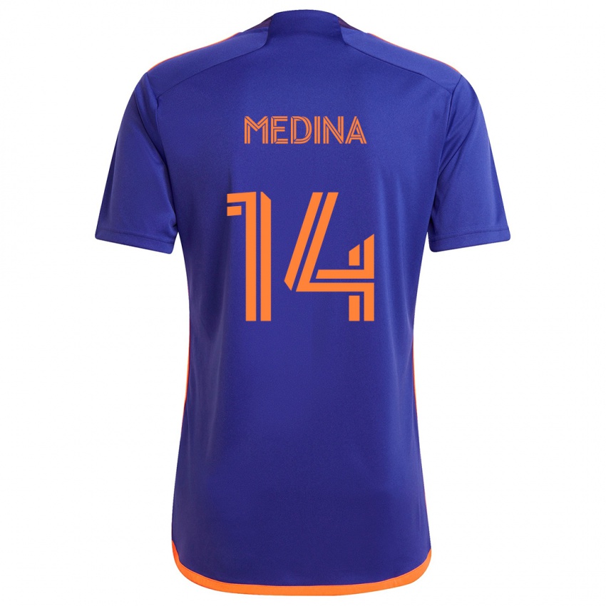 Kinder Jeferson Medina #14 Lila Orange Auswärtstrikot Trikot 2024/25 T-Shirt