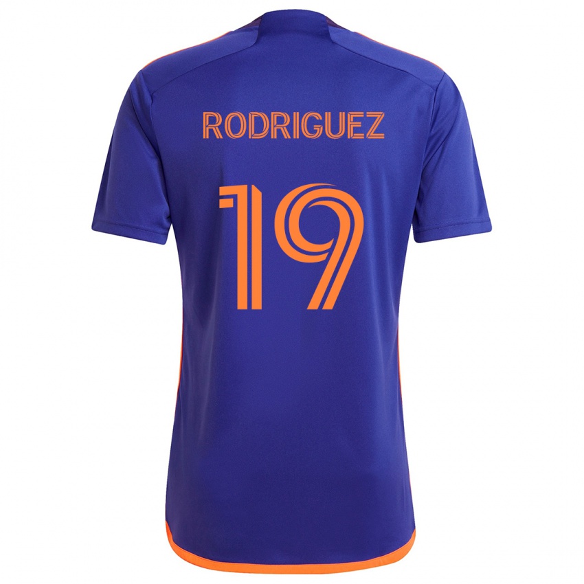 Kinder Sebastian Rodriguez #19 Lila Orange Auswärtstrikot Trikot 2024/25 T-Shirt