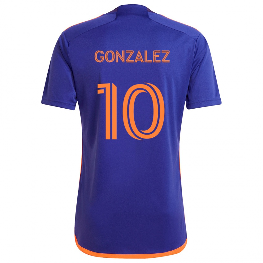 Kinder Yair González #10 Lila Orange Auswärtstrikot Trikot 2024/25 T-Shirt