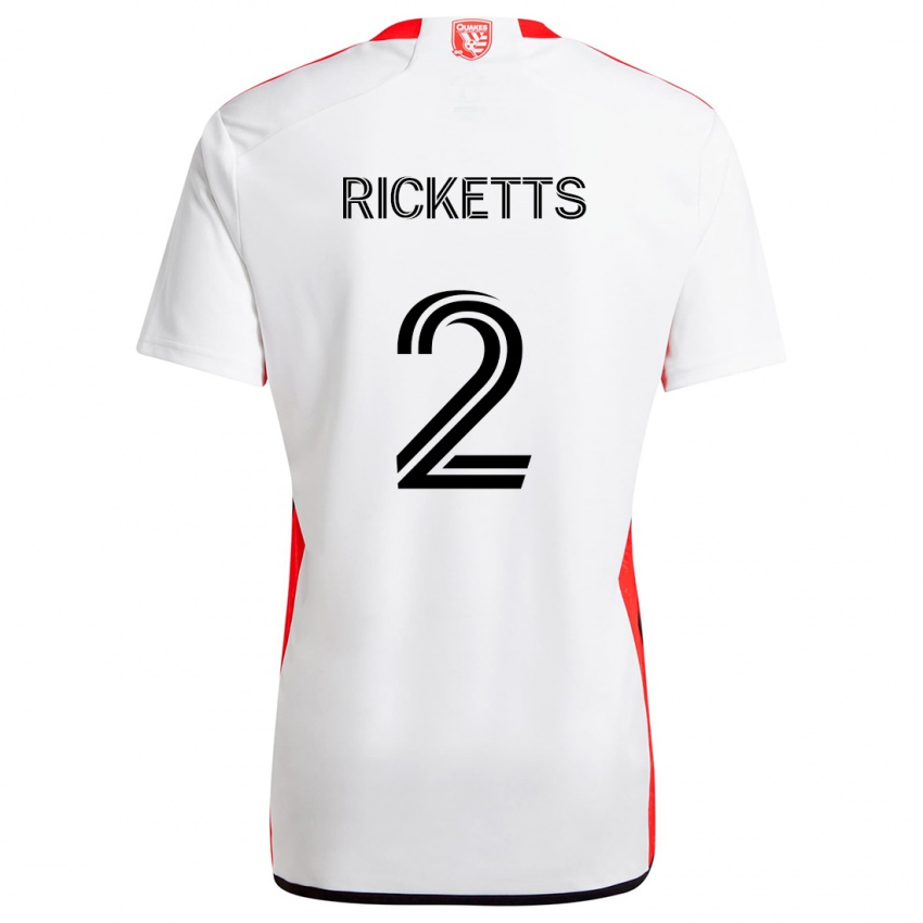 Kinder Jamar Ricketts #2 Weiß Rot Auswärtstrikot Trikot 2024/25 T-Shirt