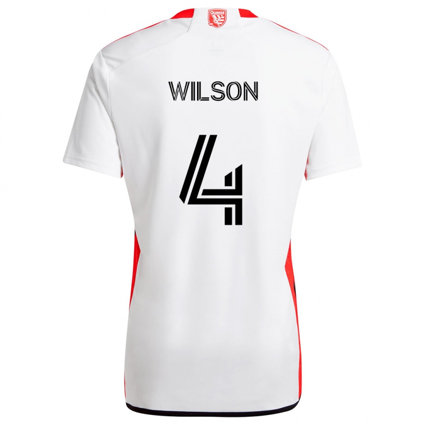 Kinder Bruno Wilson #4 Weiß Rot Auswärtstrikot Trikot 2024/25 T-Shirt