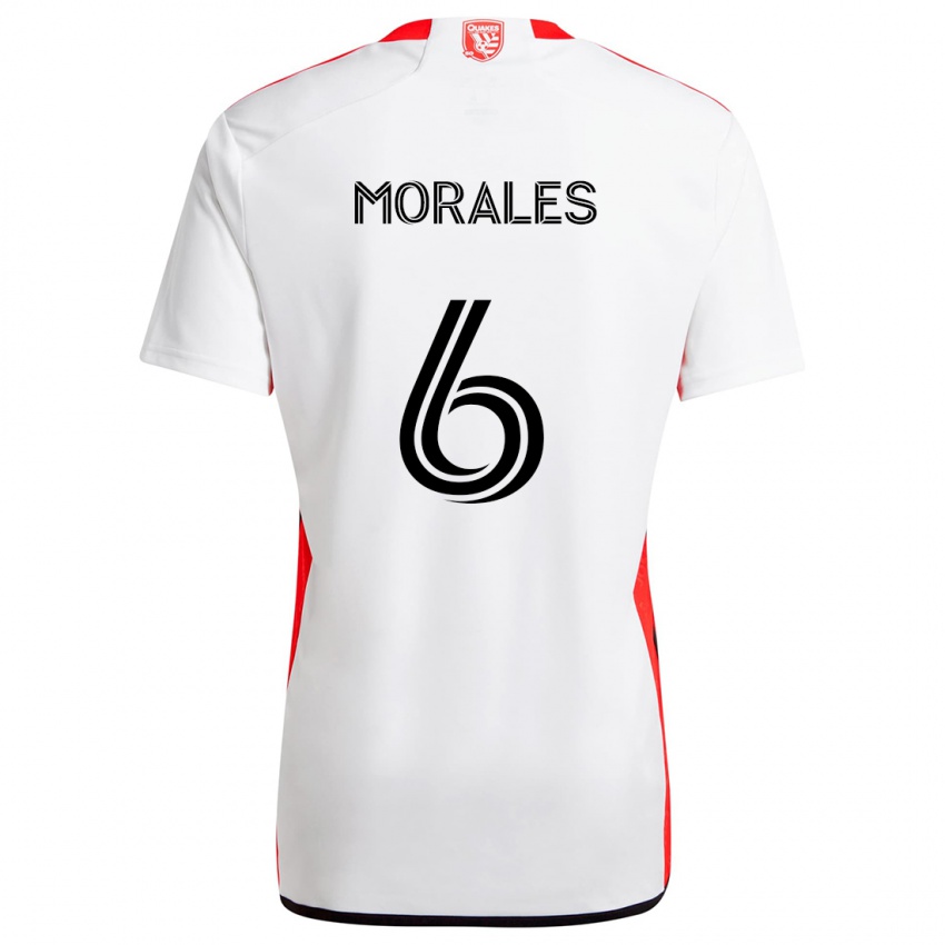 Kinder Alfredo Morales #6 Weiß Rot Auswärtstrikot Trikot 2024/25 T-Shirt