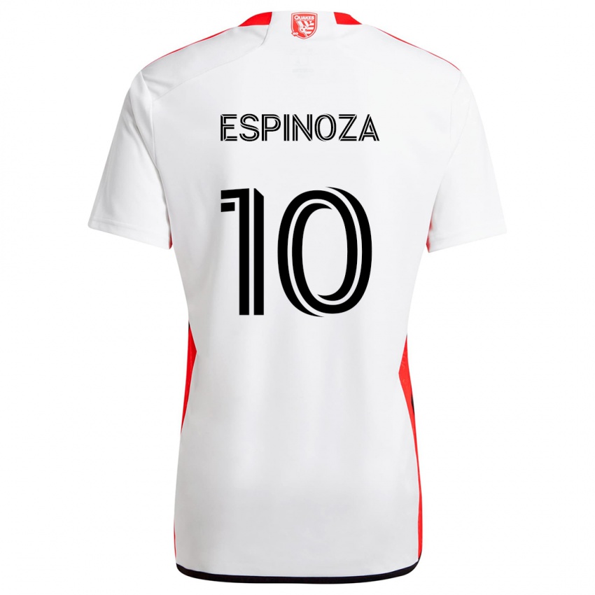 Kinder Cristian Espinoza #10 Weiß Rot Auswärtstrikot Trikot 2024/25 T-Shirt