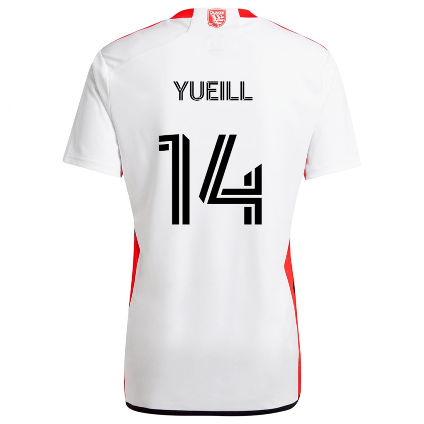 Kinder Jackson Yueill #14 Weiß Rot Auswärtstrikot Trikot 2024/25 T-Shirt